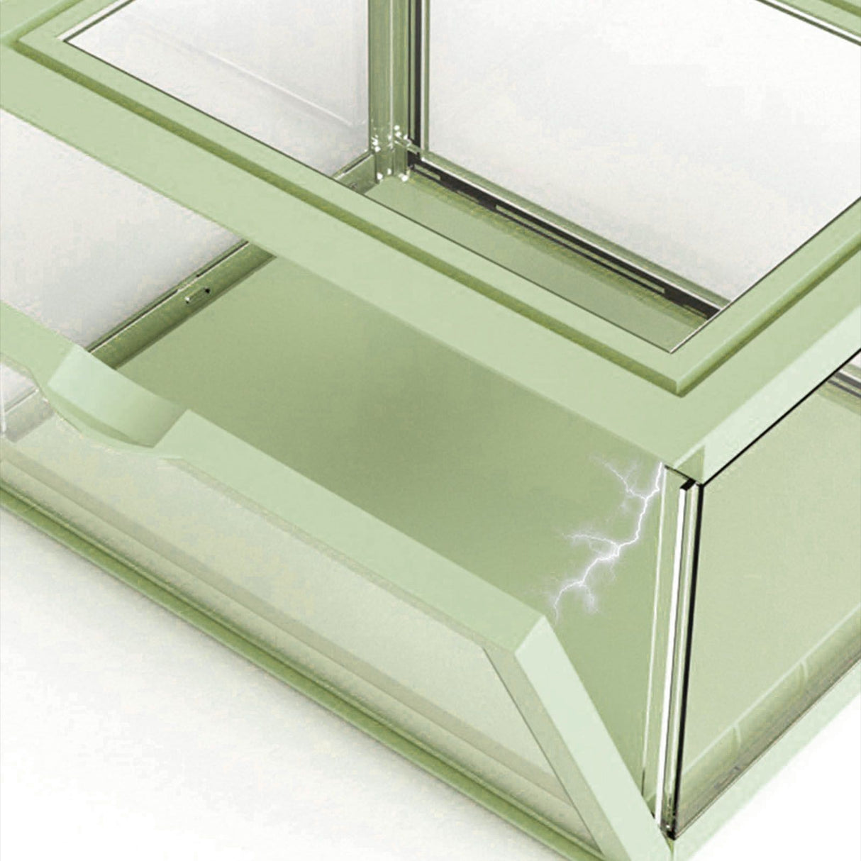 Figure Organizer Desktop Doll Acrylic Display Cabinet High Transparency Sealed Dustproof Show Case Light Green