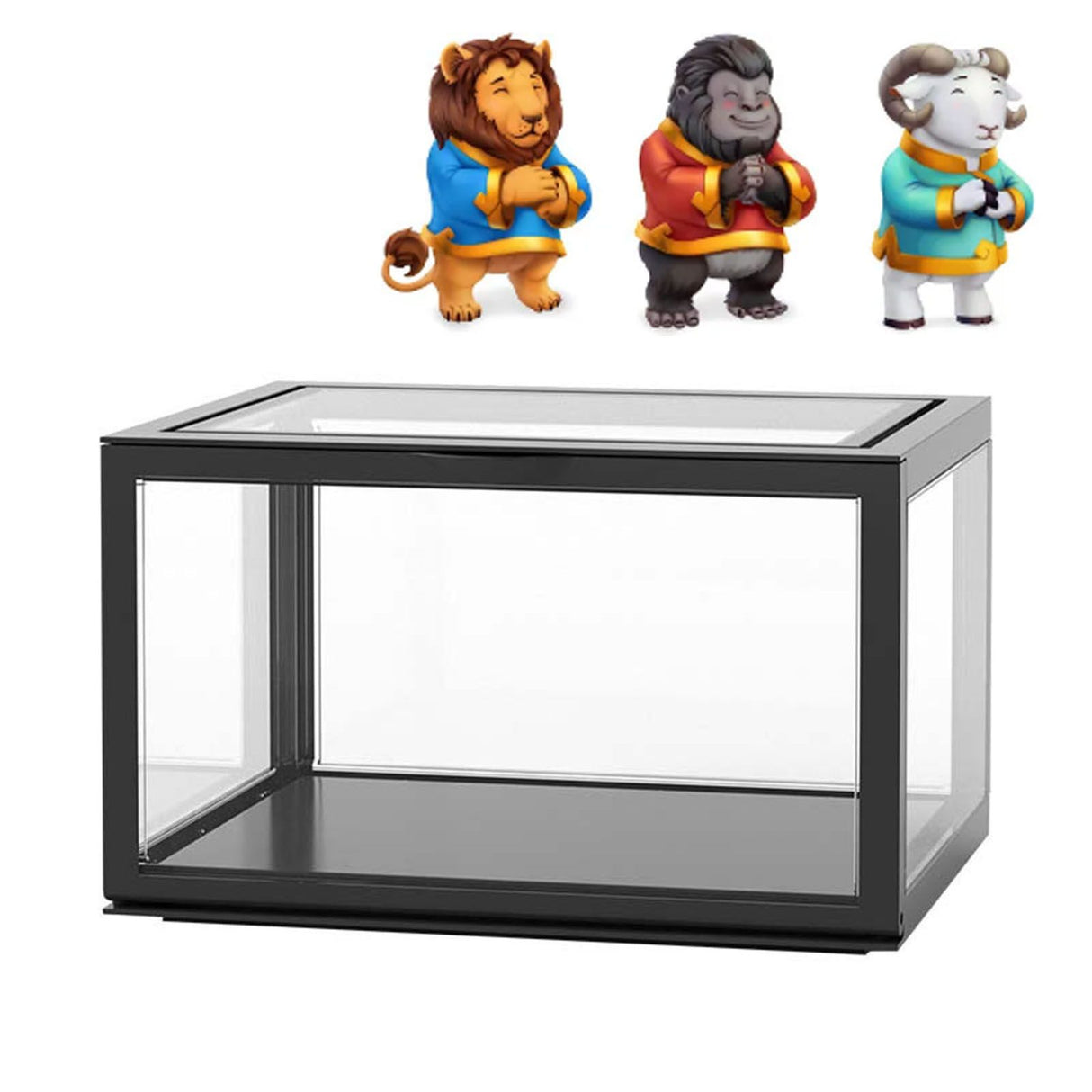 Figure Organizer Desktop Doll Acrylic Display Cabinet High Transparency Sealed Dustproof Show Case Black