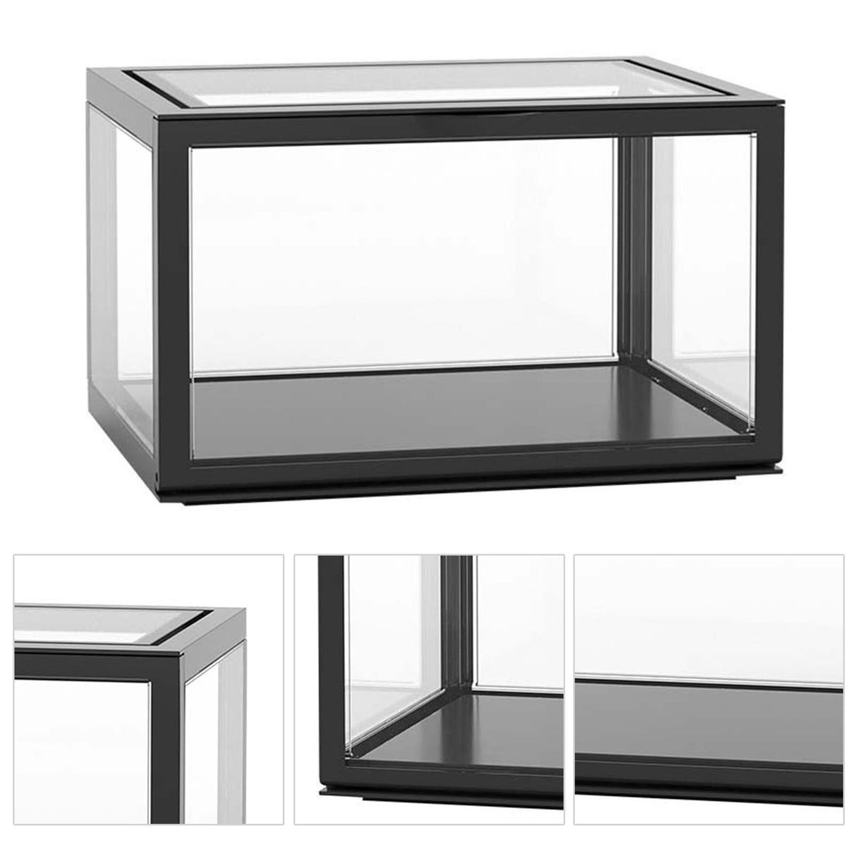 Figure Organizer Desktop Doll Acrylic Display Cabinet High Transparency Sealed Dustproof Show Case Black