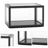 Figure Organizer Desktop Doll Acrylic Display Cabinet High Transparency Sealed Dustproof Show Case Black