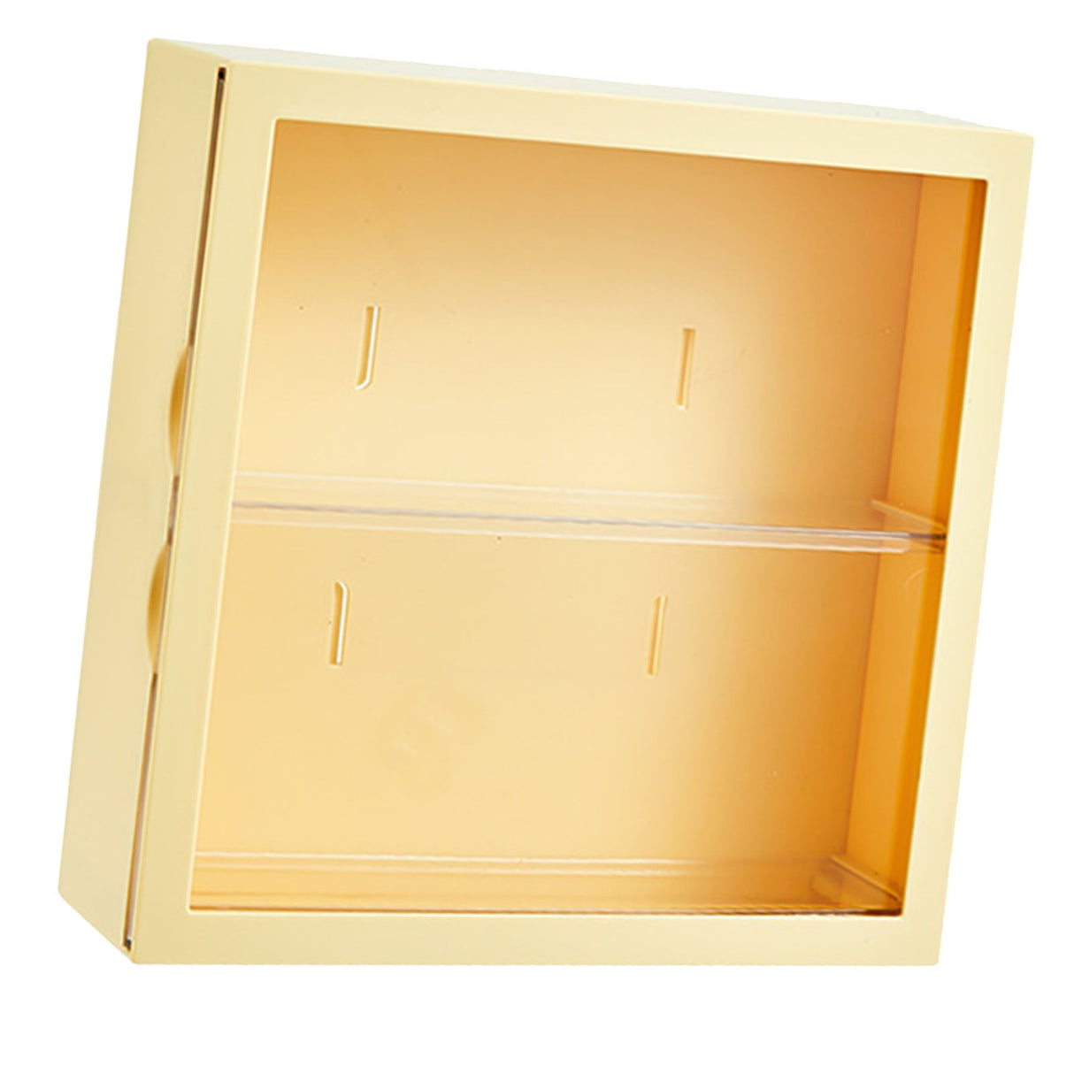 Wall Mounted Showcase Blind Box Figures Display Case Handicraft Storage Display Rack Dust Proof Doll Toy Storage Box Creamy Yellow