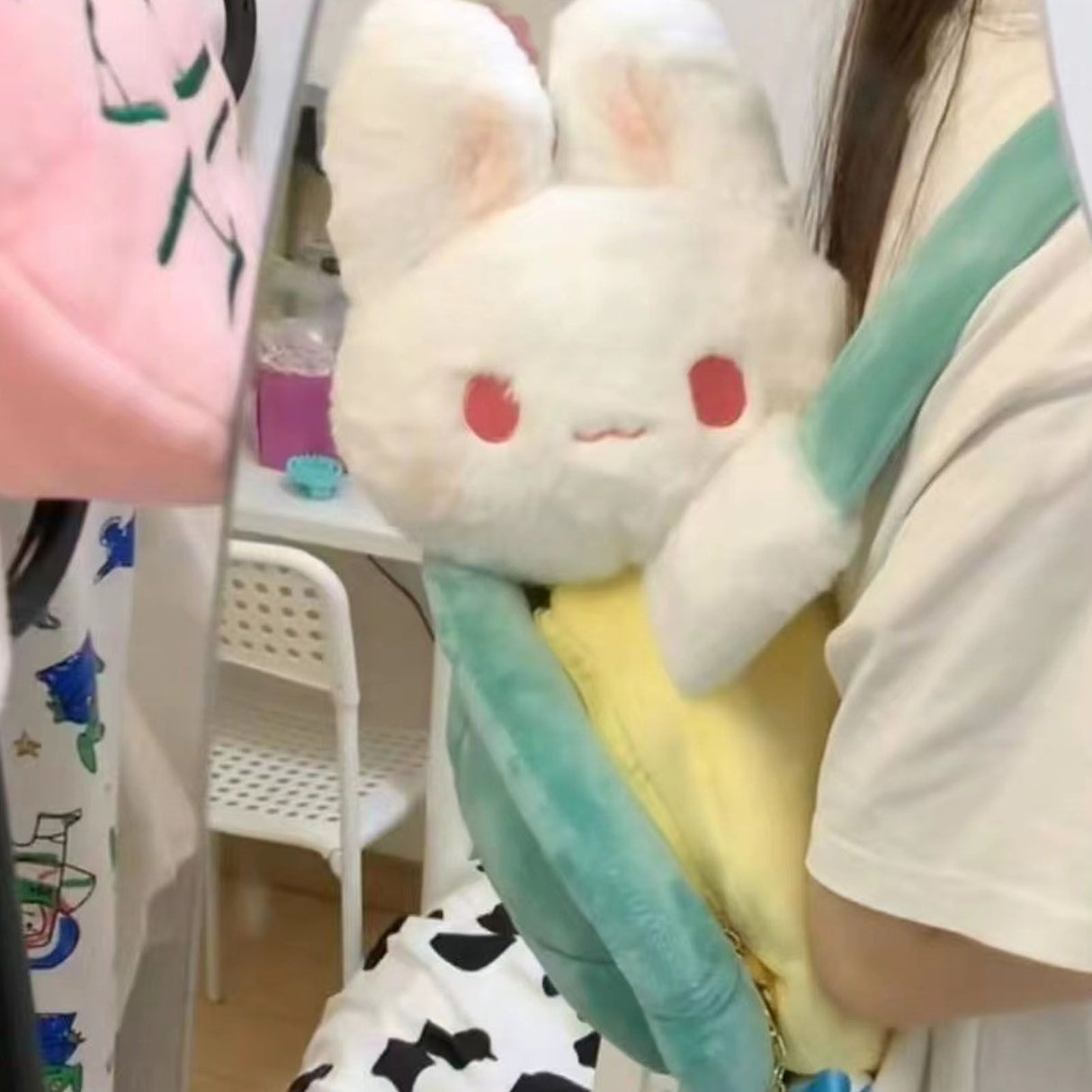 Rabbit Turtle Plush Backpack PP Cotton Short Plush Cartoon Perfect Detail Animal Cartoon Backpack for Girls