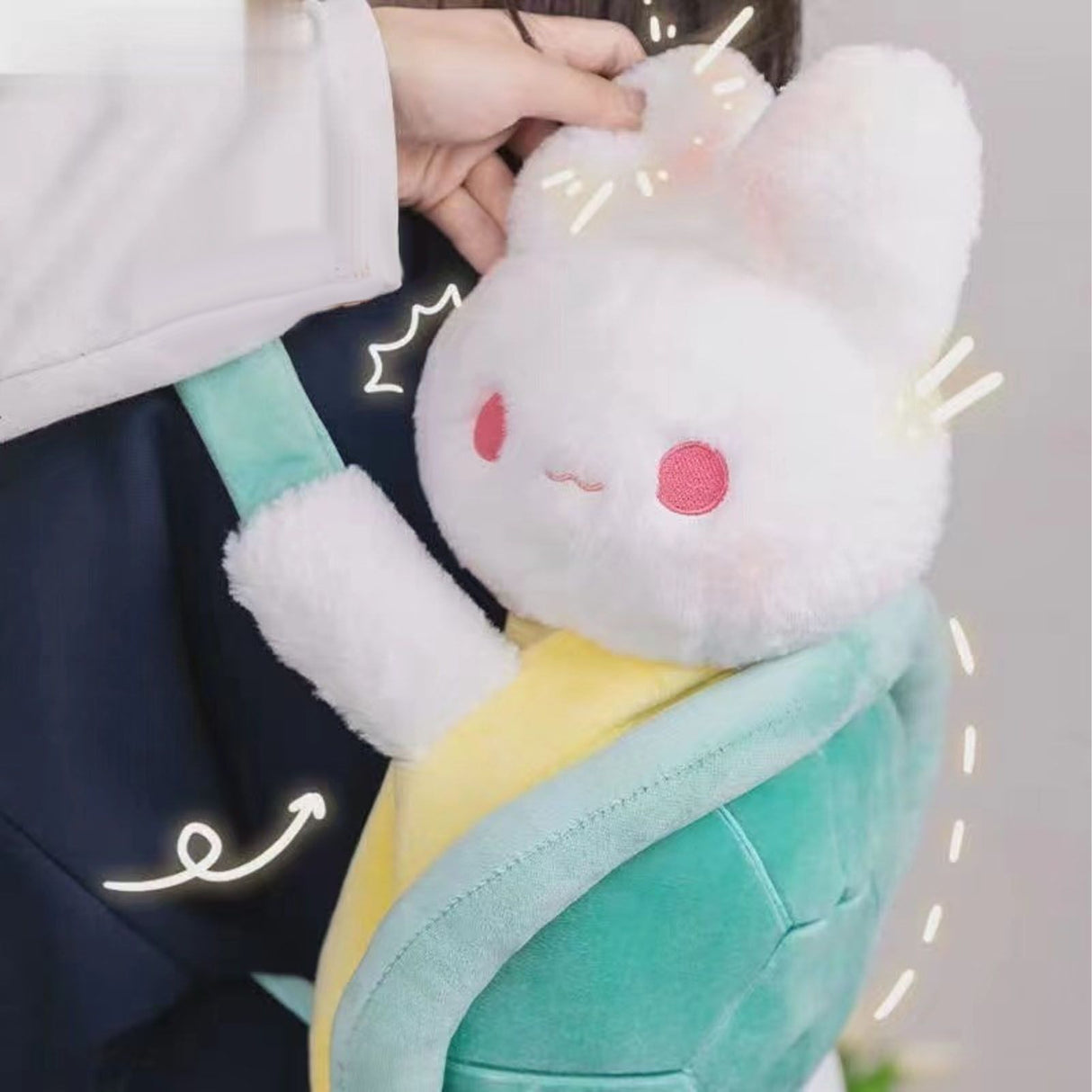 Rabbit Turtle Plush Backpack PP Cotton Short Plush Cartoon Perfect Detail Animal Cartoon Backpack for Girls