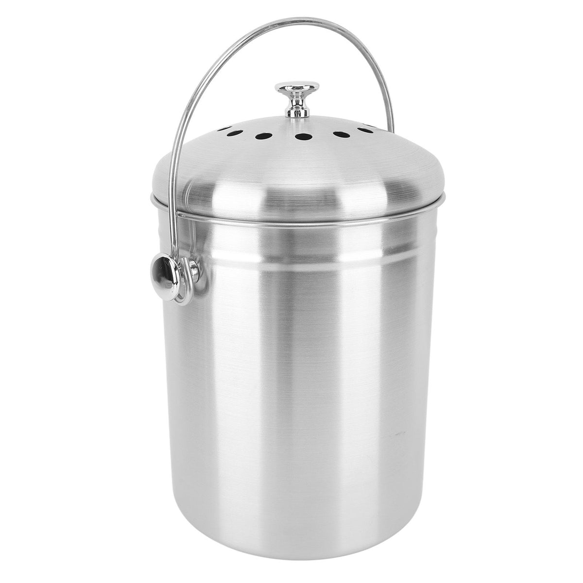 Countertop Compost Bin Round Stainless Steel Remove Odors Composting Bin with Carbon Filters for Kitchen Countertop
