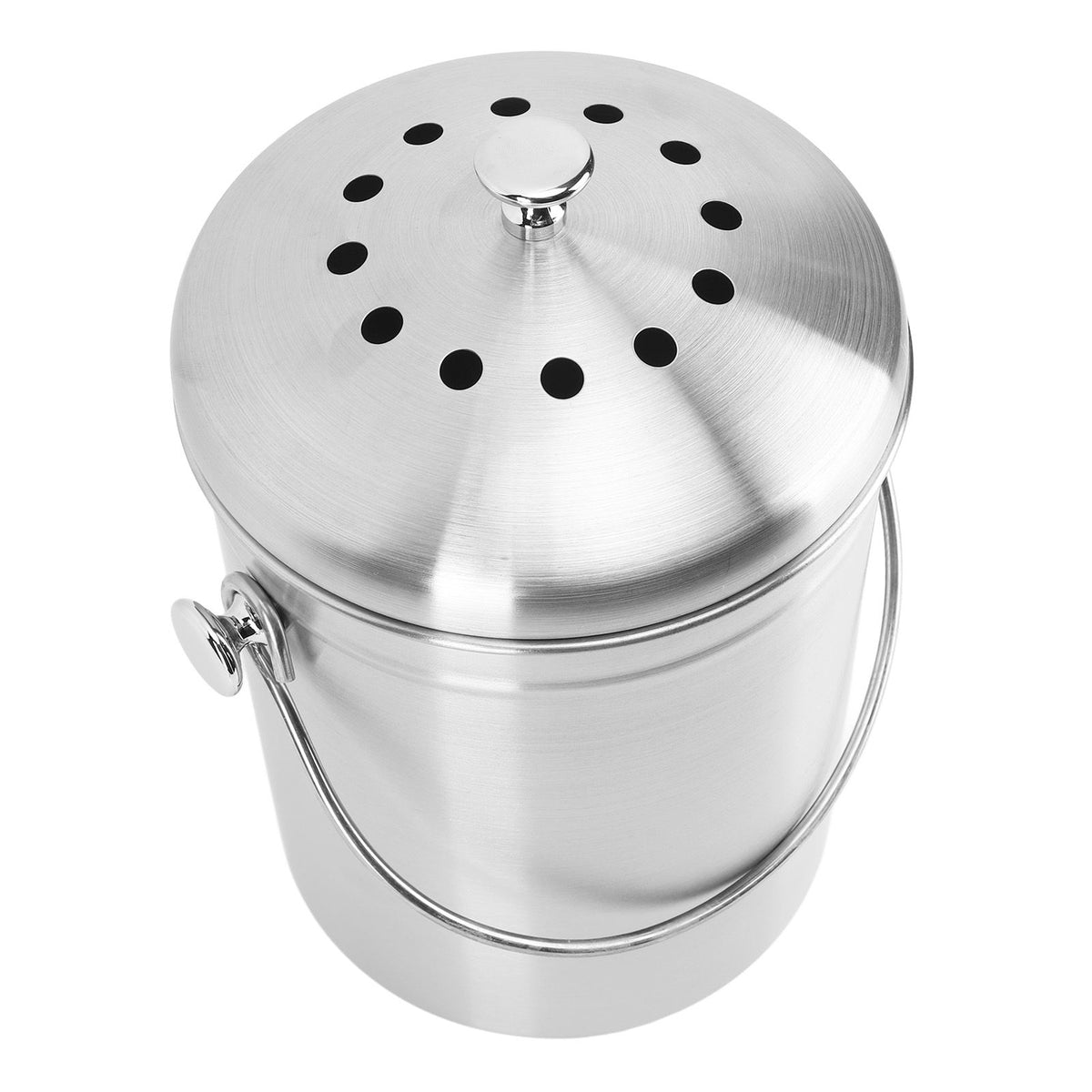 Countertop Compost Bin Round Stainless Steel Remove Odors Composting Bin with Carbon Filters for Kitchen Countertop