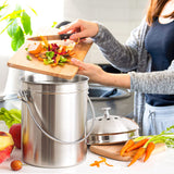 Countertop Compost Bin Round Stainless Steel Remove Odors Composting Bin with Carbon Filters for Kitchen Countertop