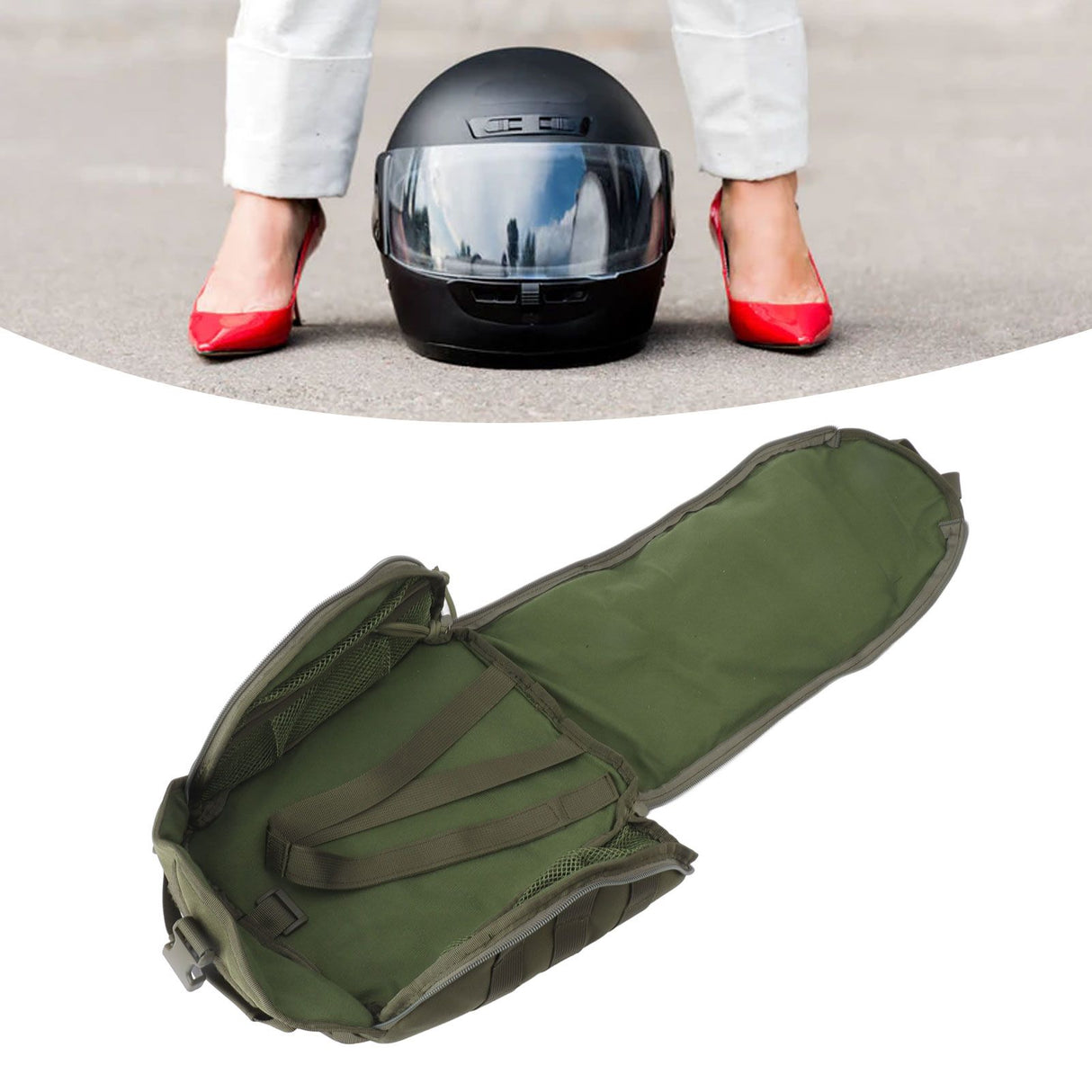 Outdoor Helmet Bag Nylon Waterproof Motorcycle Bike Bicycle Helmet Bag for Camping Hiking OD Green