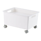 Storage Basket Roller Basket Premium PP Sturdy Portable Movable Easy Storage Large Capacity Organizer Box for Books Clothes Shoes White