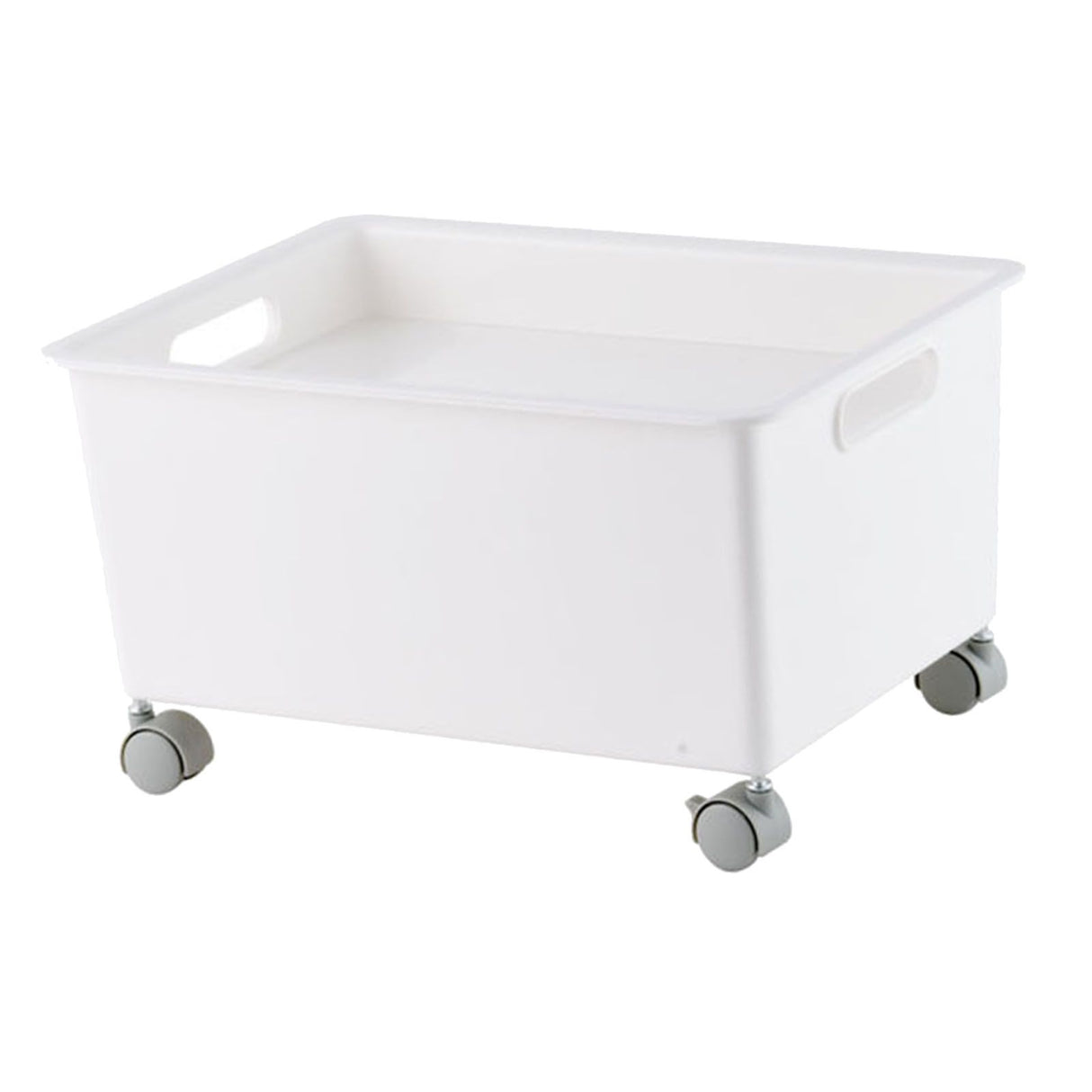 Storage Basket Roller Basket Premium PP Sturdy Portable Movable Easy Storage Large Capacity Organizer Box for Books Clothes Shoes White