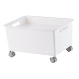 Storage Basket Roller Basket Premium PP Sturdy Portable Movable Easy Storage Large Capacity Organizer Box for Books Clothes Shoes White