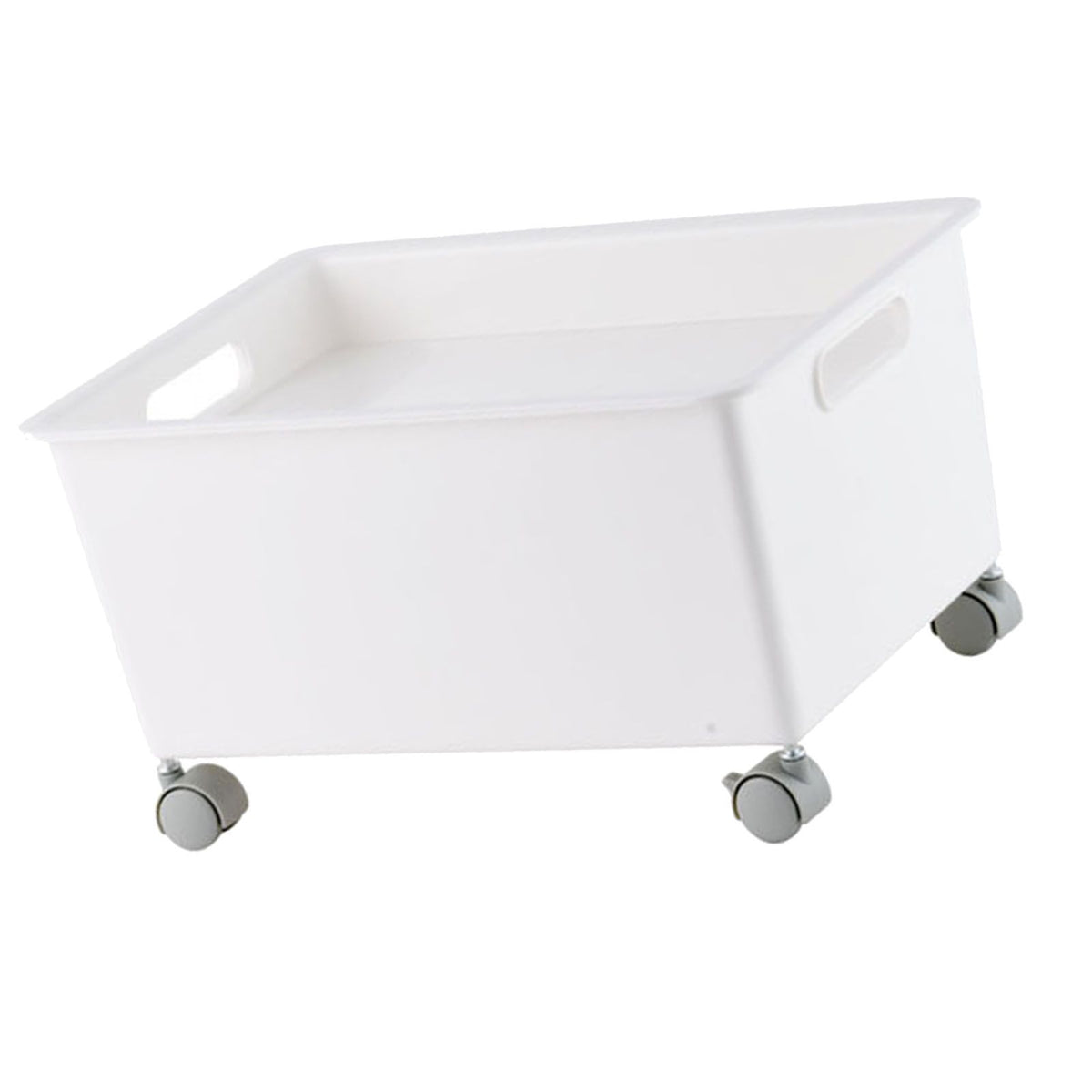 Storage Basket Roller Basket Premium PP Sturdy Portable Movable Easy Storage Large Capacity Organizer Box for Books Clothes Shoes White