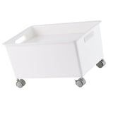 Storage Basket Roller Basket Premium PP Sturdy Portable Movable Easy Storage Large Capacity Organizer Box for Books Clothes Shoes White