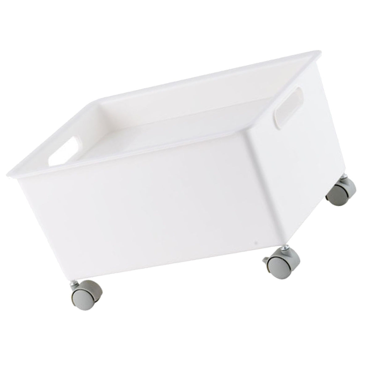 Storage Basket Roller Basket Premium PP Sturdy Portable Movable Easy Storage Large Capacity Organizer Box for Books Clothes Shoes White