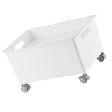 Storage Basket Roller Basket Premium PP Sturdy Portable Movable Easy Storage Large Capacity Organizer Box for Books Clothes Shoes White