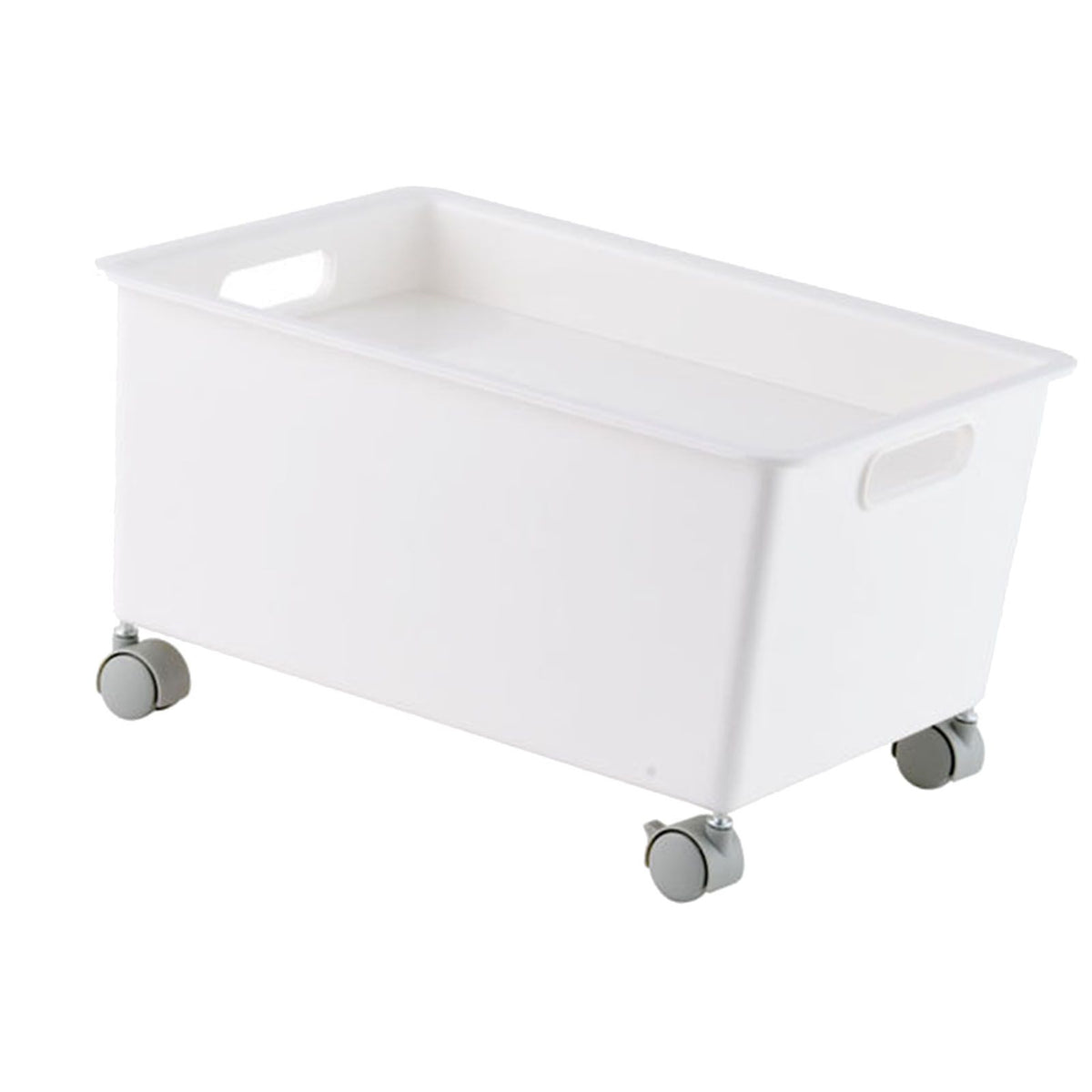 Storage Basket Roller Basket Premium PP Sturdy Portable Movable Easy Storage Large Capacity Organizer Box for Books Clothes Shoes White