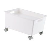 Storage Basket Roller Basket Premium PP Sturdy Portable Movable Easy Storage Large Capacity Organizer Box for Books Clothes Shoes White - 45-Degree Angle