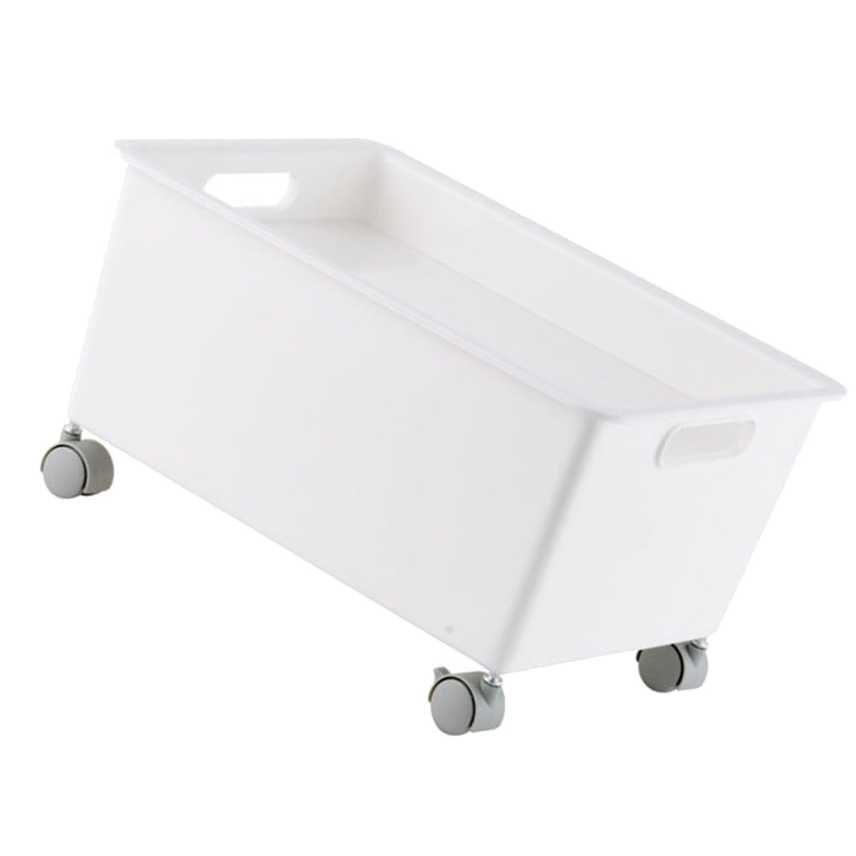 Storage Basket Roller Basket Premium PP Sturdy Portable Movable Easy Storage Large Capacity Organizer Box for Books Clothes Shoes White