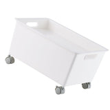 Storage Basket Roller Basket Premium PP Sturdy Portable Movable Easy Storage Large Capacity Organizer Box for Books Clothes Shoes White - Extra Image
