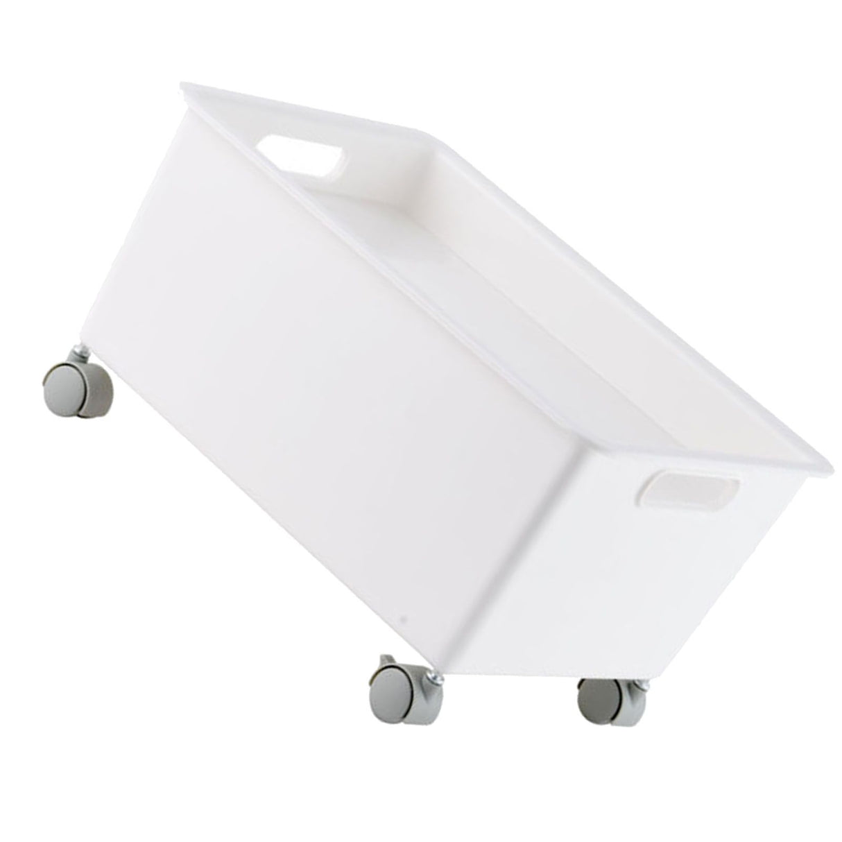 Storage Basket Roller Basket Premium PP Sturdy Portable Movable Easy Storage Large Capacity Organizer Box for Books Clothes Shoes White