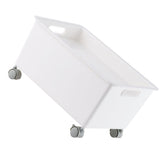 Storage Basket Roller Basket Premium PP Sturdy Portable Movable Easy Storage Large Capacity Organizer Box for Books Clothes Shoes White