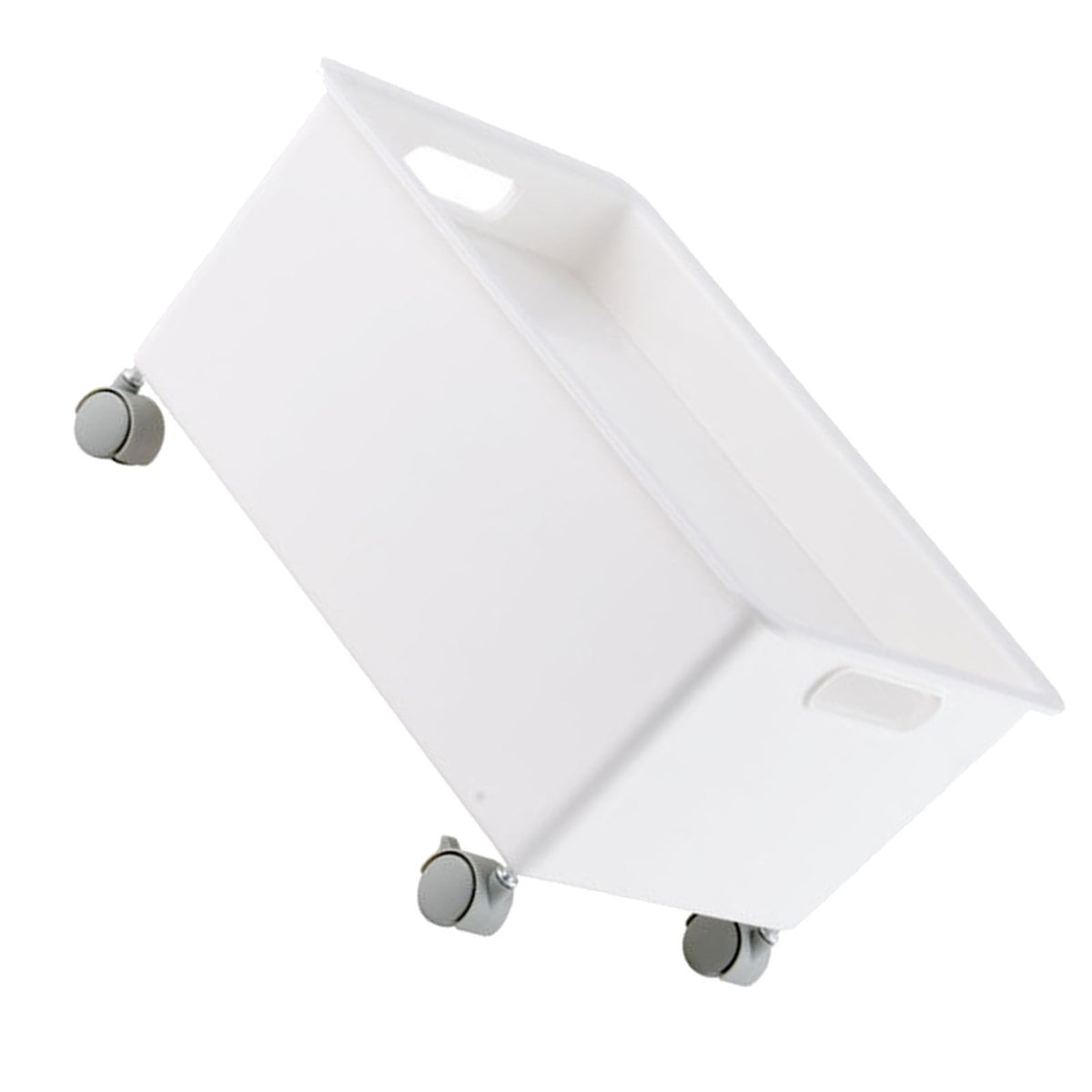Storage Basket Roller Basket Premium PP Sturdy Portable Movable Easy Storage Large Capacity Organizer Box for Books Clothes Shoes White