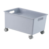 Storage Basket Roller Basket Premium PP Sturdy Portable Movable Easy Storage Large Capacity Organizer Box for Books Clothes Shoes Grey