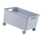 Storage Basket Roller Basket Premium PP Sturdy Portable Movable Easy Storage Large Capacity Organizer Box for Books Clothes Shoes Grey