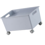 Storage Basket Roller Basket Premium PP Sturdy Portable Movable Easy Storage Large Capacity Organizer Box for Books Clothes Shoes Grey - Rear View