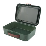 Multifunctional Document Storage Box Large Capacity Two Layer Liner Home Certificate Organizer Blackish Green - Front View