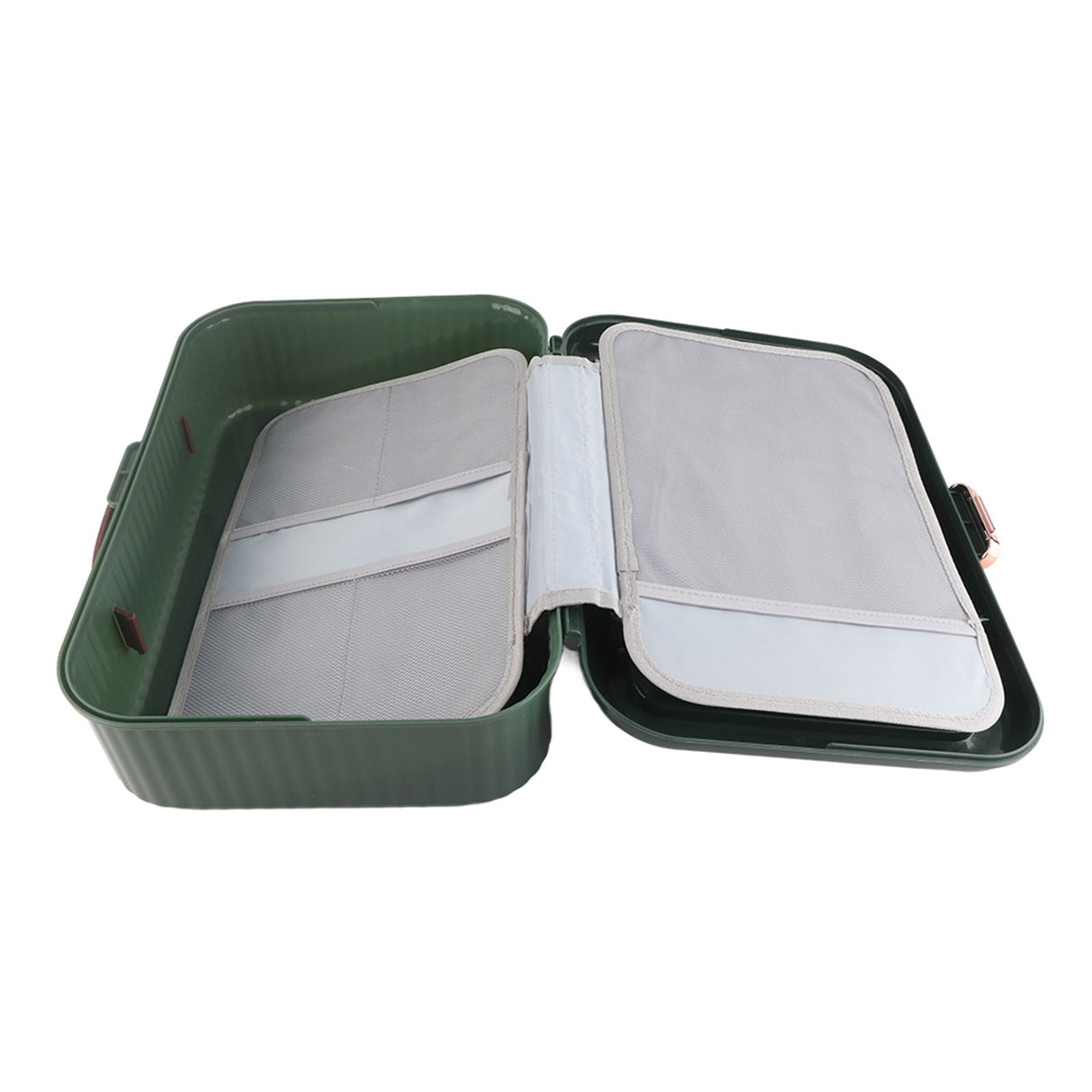 Multifunctional Document Storage Box Large Capacity Two Layer Liner Home Certificate Organizer Blackish Green