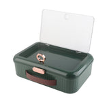 Multifunctional Document Storage Box Large Capacity Two Layer Liner Home Certificate Organizer Blackish Green