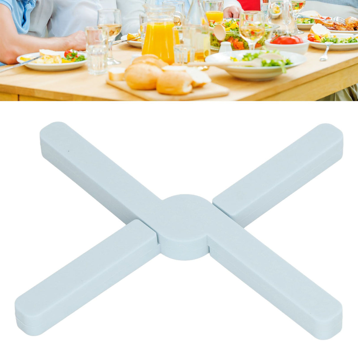 Silicone Trivet Thickened Foldable Heat Resistant Anti Slip Space Saving Collapsible Trivet for Home Kitchen Cooking Blue