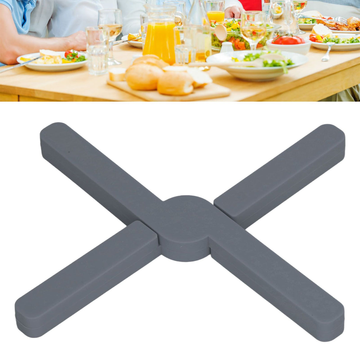 Silicone Trivet Thickened Foldable Heat Resistant Anti Slip Space Saving Collapsible Trivet for Home Kitchen Cooking Dark Gray