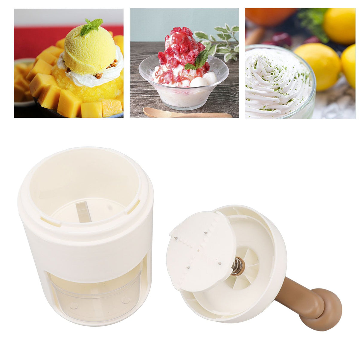 Manual Ice Crusher Hand Ice Shaver Machine Snow Cone Maker Drink DIY Set for Home Kitchen