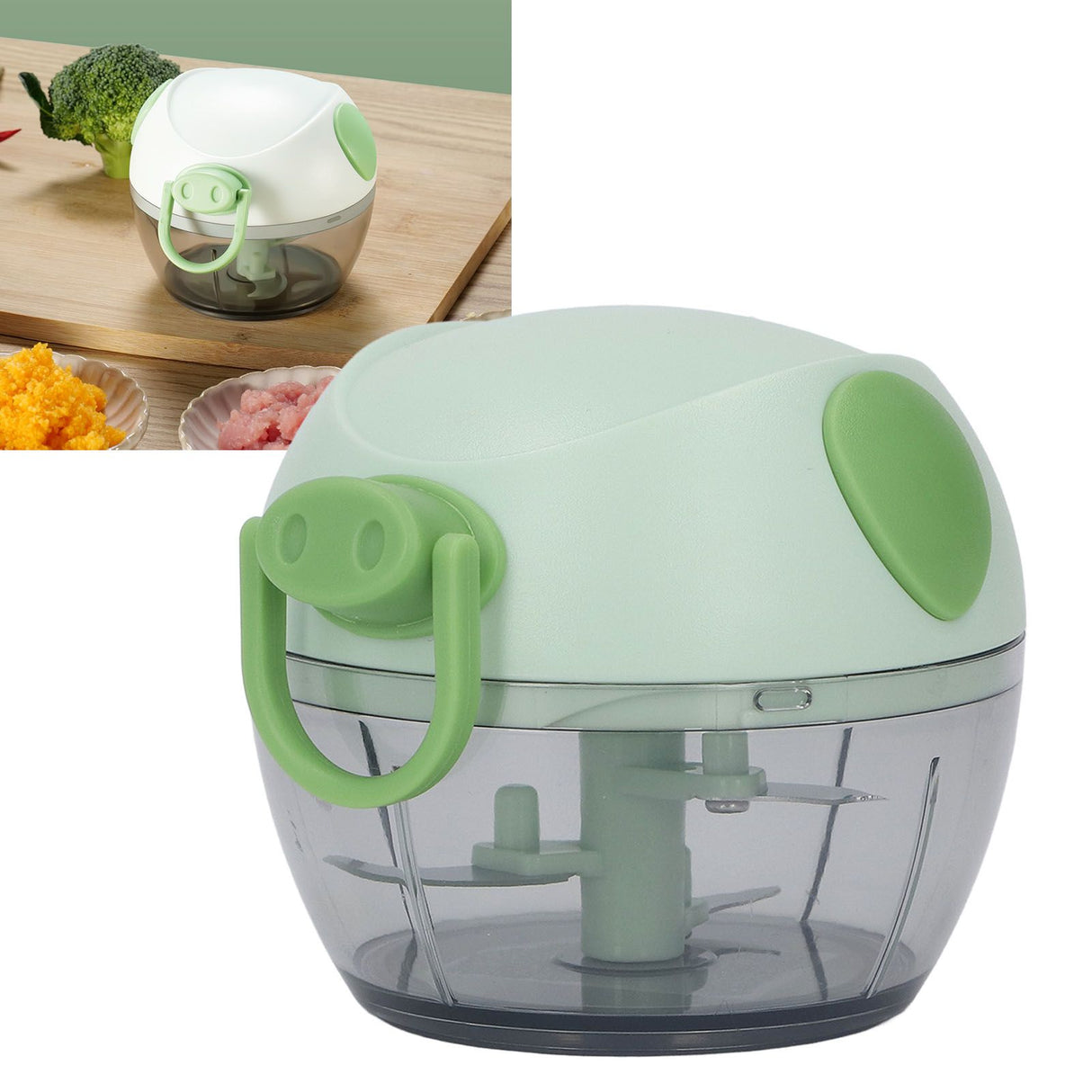 Manual Garlic Chopper Multifunctional Mini Hand Pull String Garlic Mincer Food Processor for Home Green