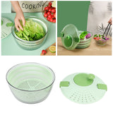 Salad Spinner Plastic Time Saving Fast Mixing Washable Rotatable Veggie Washer for Kitchen Green