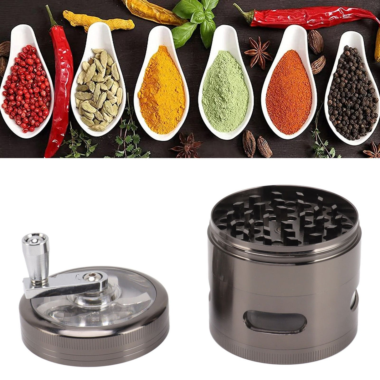 Manual Spice Grinder Zinc Alloy Portable Herb Mill Powder Grinding Machine for Household Use