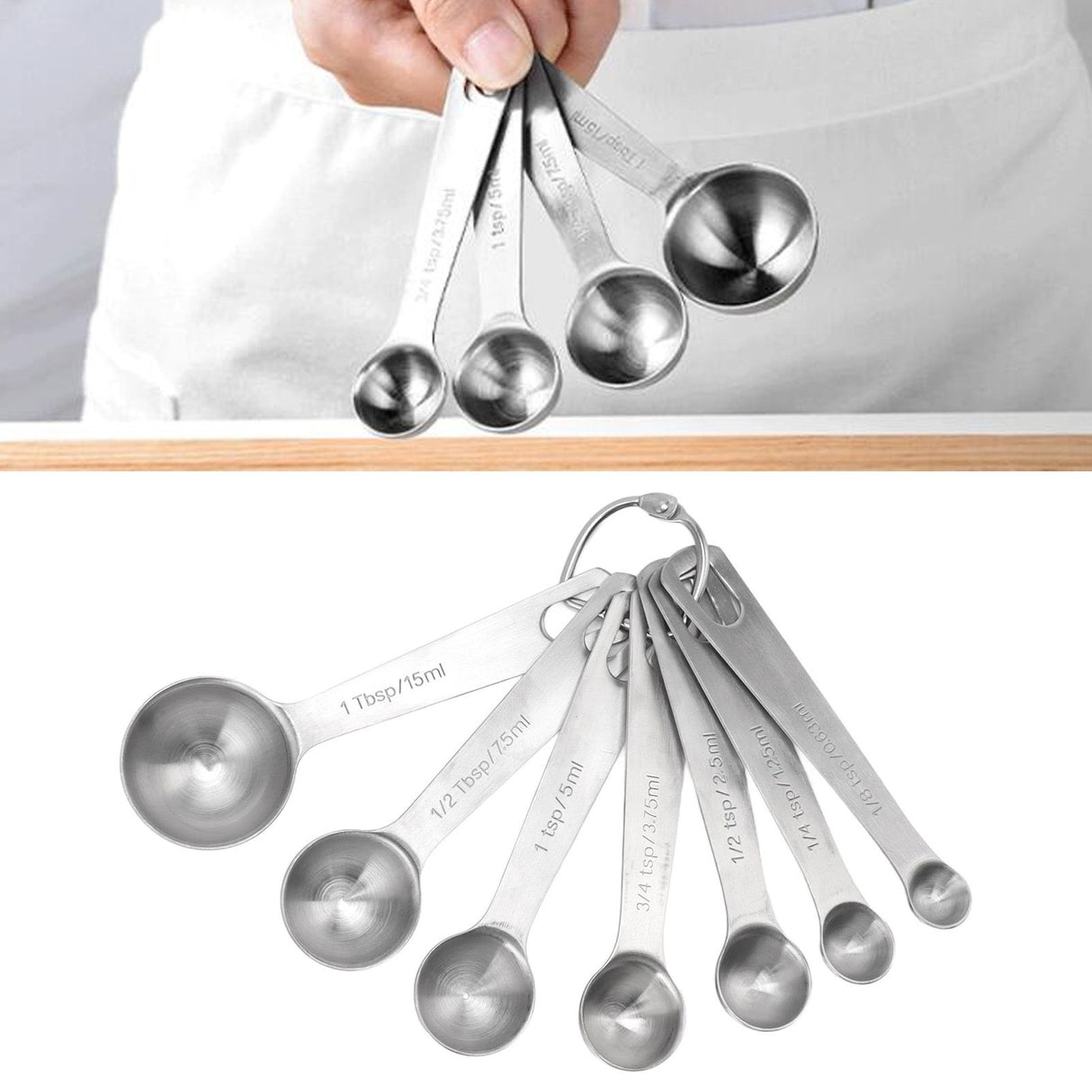 7 PCS Stainless Steel Measuring Spoons Set Small Measuring Teaspoons Baking Tool for Dry Or Liquid