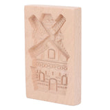 Wooden Cookie Mould Beechwood Reusable Washable Biscuit Press Stamp Mold for Kitchen Baking Windmill