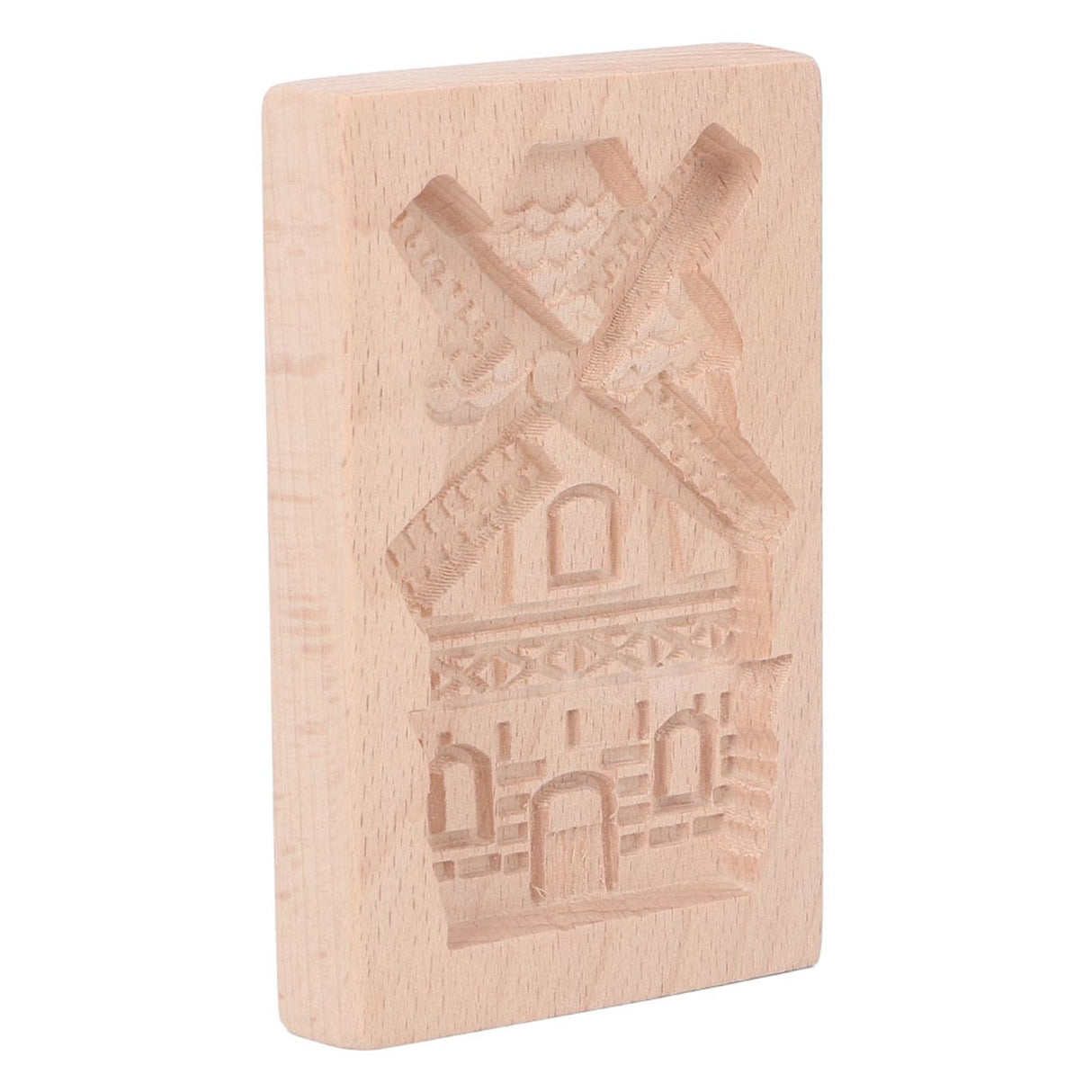 Wooden Cookie Mould Beechwood Reusable Washable Biscuit Press Stamp Mold for Kitchen Baking Windmill