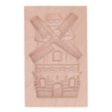 Wooden Cookie Mould Beechwood Reusable Washable Biscuit Press Stamp Mold for Kitchen Baking Windmill