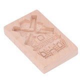 Wooden Cookie Mould Beechwood Reusable Washable Biscuit Press Stamp Mold for Kitchen Baking Windmill