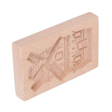 Wooden Cookie Mould Beechwood Reusable Washable Biscuit Press Stamp Mold for Kitchen Baking Windmill