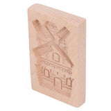 Wooden Cookie Mould Beechwood Reusable Washable Biscuit Press Stamp Mold for Kitchen Baking Windmill