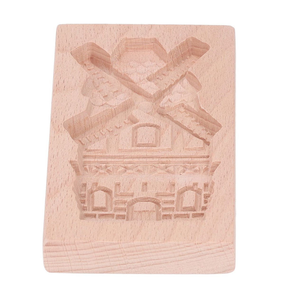 Wooden Cookie Mould Beechwood Reusable Washable Biscuit Press Stamp Mold for Kitchen Baking Windmill