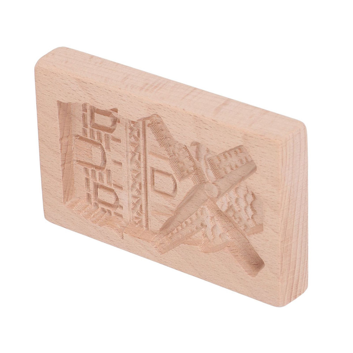 Wooden Cookie Mould Beechwood Reusable Washable Biscuit Press Stamp Mold for Kitchen Baking Windmill