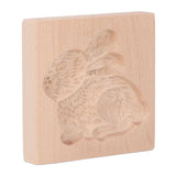 Wooden Cookie Mould Beechwood Reusable Washable Biscuit Press Stamp Mold for Kitchen Baking Rabbit - 45-Degree Angle