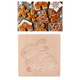 Wooden Cookie Mould Beechwood Reusable Washable Biscuit Press Stamp Mold for Kitchen Baking Rabbit
