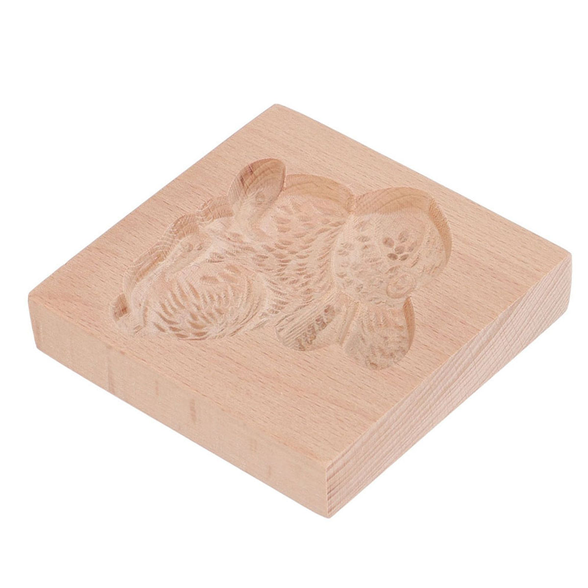 Wooden Cookie Mould Beechwood Reusable Washable Biscuit Press Stamp Mold for Kitchen Baking Rabbit