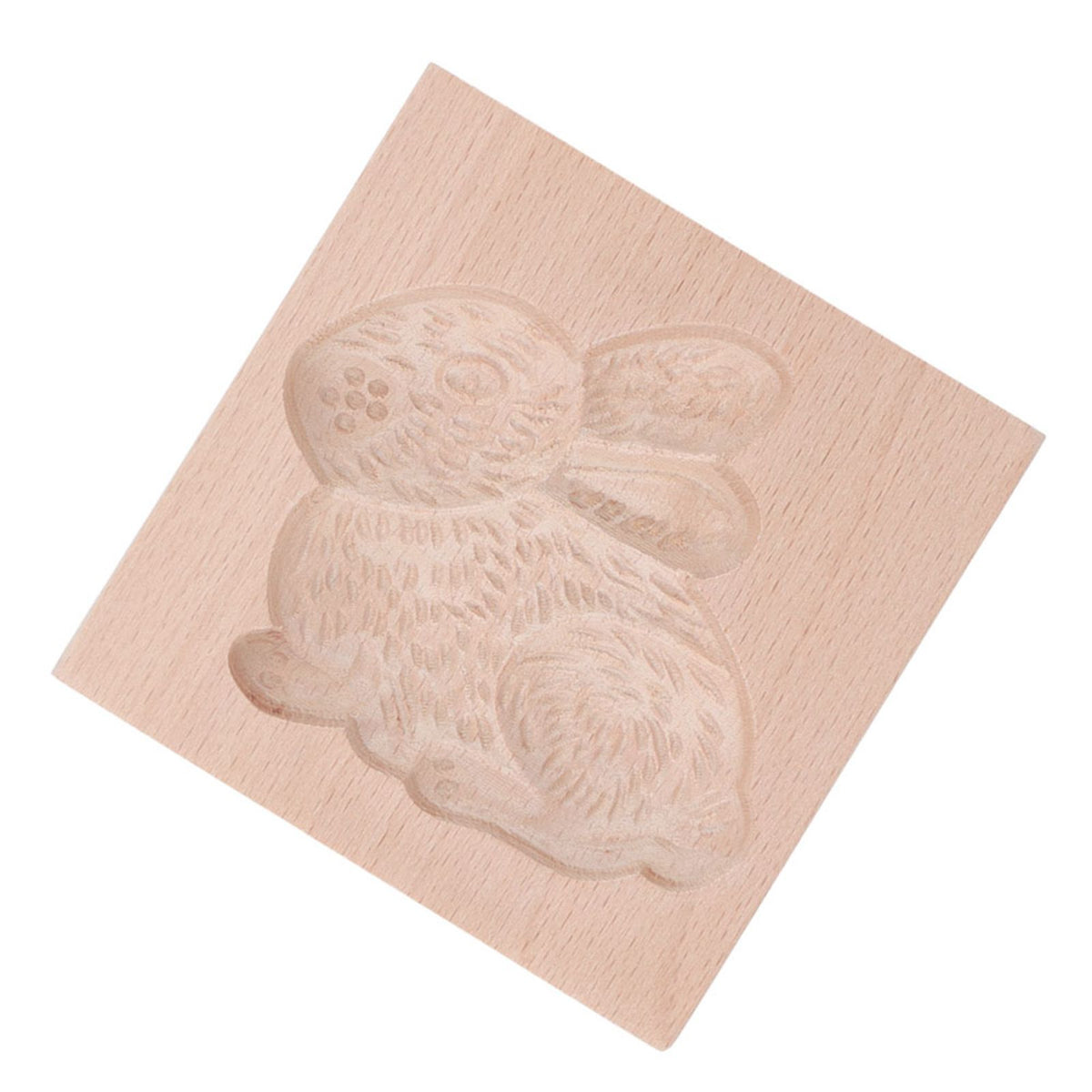 Wooden Cookie Mould Beechwood Reusable Washable Biscuit Press Stamp Mold for Kitchen Baking Rabbit